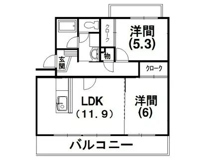 アルテール飯田(2LDK/4階)の間取り写真