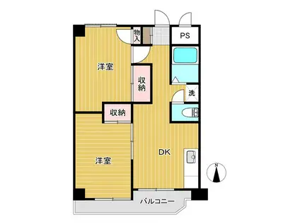 ラブリーヒルズ(2DK/3階)の間取り写真