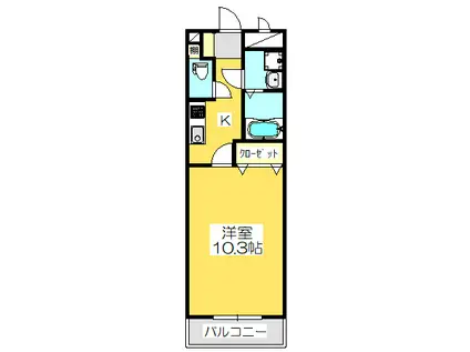 ディアパレス(1K/2階)の間取り写真