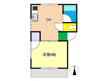 ハウス六本木(1DK/1階)の間取り写真