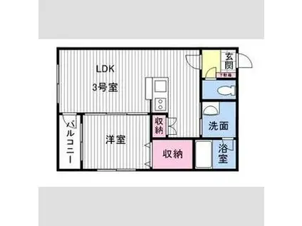 モルティーニ平岸(1LDK/1階)の間取り写真