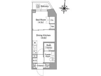 コンフォリア・リヴ木場イーストI(1DK/8階)の間取り写真