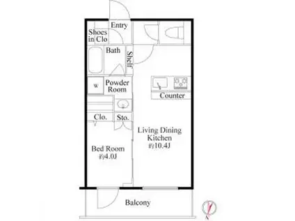 ラ・ミアカーサ東中野(1LDK/2階)の間取り写真