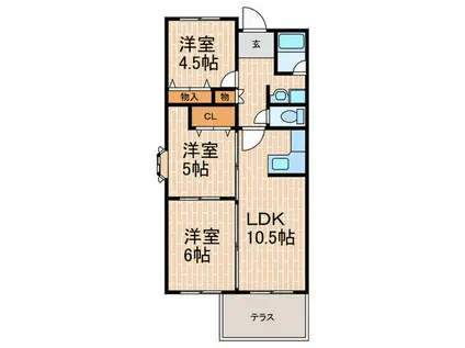 カーサ香枦園(3LDK/1階)の間取り写真
