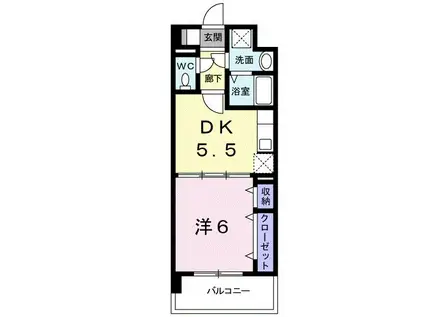 ウールー・ヴィラージュ(1DK/4階)の間取り写真