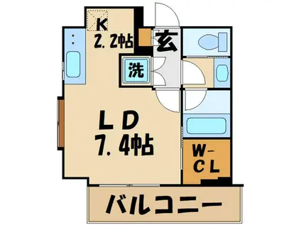 ルリオン府中駅前(1K/8階)の間取り写真