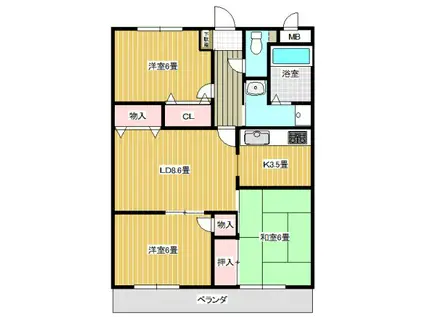 グレイスコート(3LDK/2階)の間取り写真