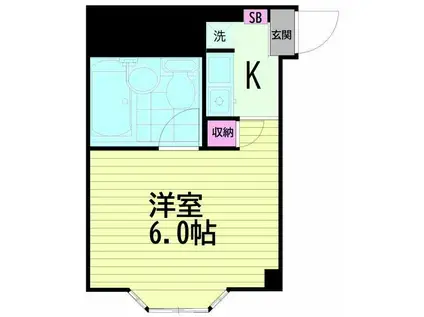 若葉ハウス(1K/2階)の間取り写真
