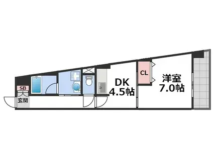ベルビュー7番館(1DK/10階)の間取り写真