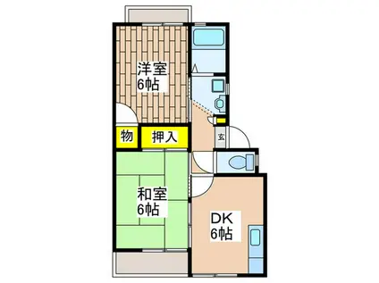 ウィングス港南5(2DK/2階)の間取り写真