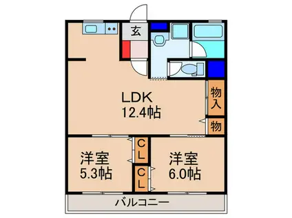 石垣ハイツ(2LDK/1階)の間取り写真