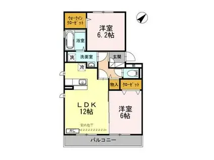 ヴァージュ コケット(2LDK/2階)の間取り写真