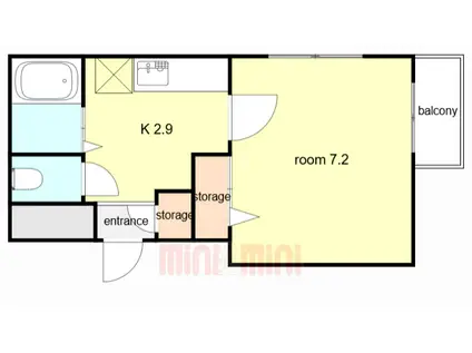 リンデンハイム(1K/2階)の間取り写真
