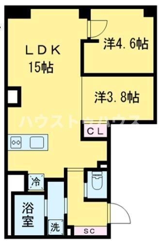西尾久五丁目マンション(2LDK/3階)の間取り写真