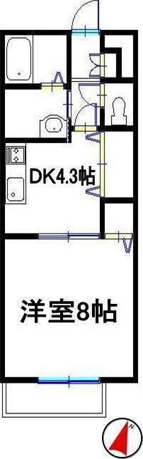 プランドール砥堀(1DK/1階)の間取り写真