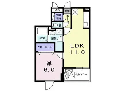 カーサ デ ロア(1LDK/3階)の間取り写真