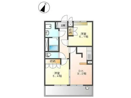 メルヴェール(2DK/1階)の間取り写真