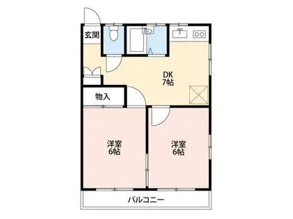 イースト・ツゥー(2DK/1階)の間取り写真