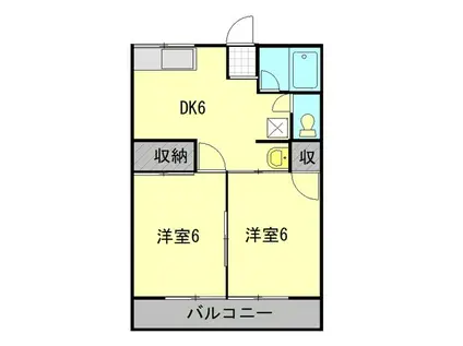 シティハイムタカミヤ(2DK/1階)の間取り写真