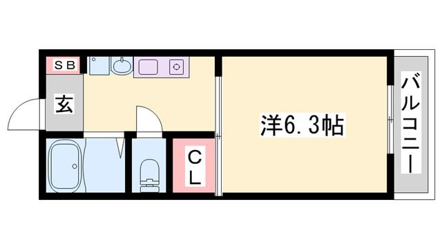FLAT福井B棟(1K/1階)の間取り写真