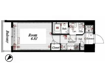 ガラ・シティ横浜西口(1K/4階)の間取り写真