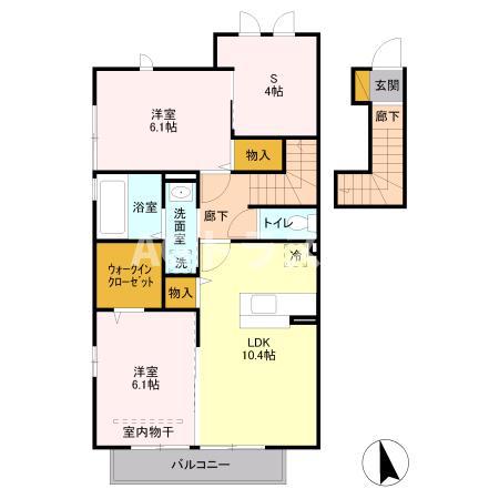 ベルトーネ(2SLDK/2階)の間取り写真