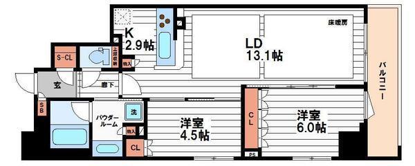 ブランズ大阪松屋町(2LDK/8階)の間取り写真