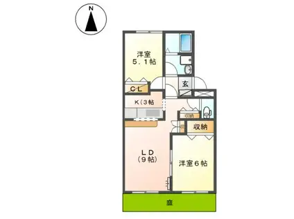 レゾンデートル21(2LDK/1階)の間取り写真