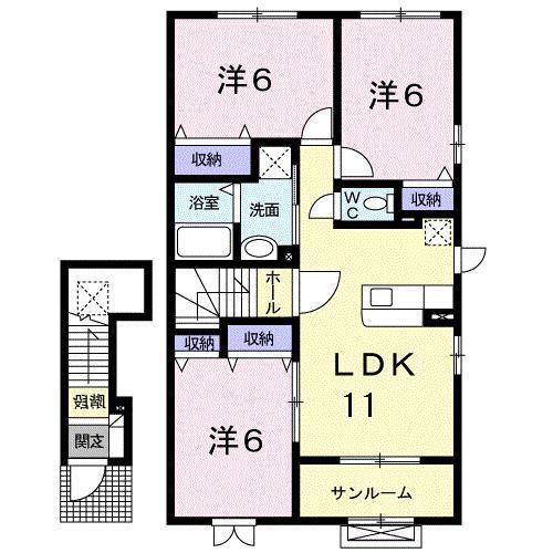 メープル城南(3LDK/2階)の間取り写真