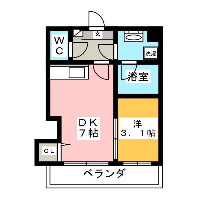 リライアンス井尻(1DK/2階)の間取り写真