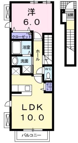 グランツ(1LDK/2階)の間取り写真