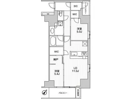 WORVE横浜伊勢佐木町(2LDK/8階)の間取り写真