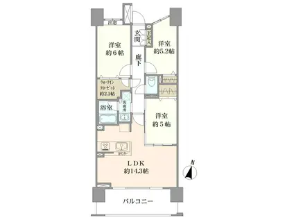 クレストガーデンレジデンス(3LDK/5階)の間取り写真