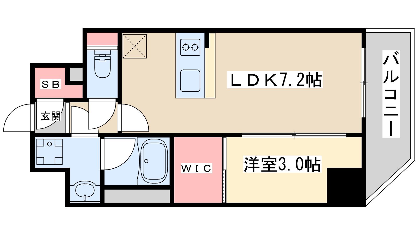 エスリードレジデンス ザ・グラン大阪ノア(1LDK/10階)の間取り写真