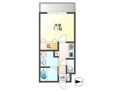 RASHAN国立(1K/3階)の間取り写真