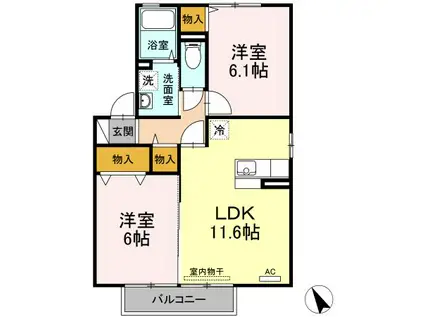 セジュールYS(2LDK/1階)の間取り写真