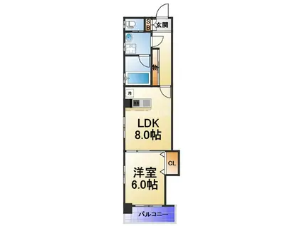 コンフォート松ヶ枝II(1LDK/7階)の間取り写真