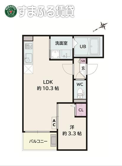 JACK HACHIMANIII(1LDK/1階)の間取り写真
