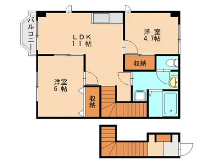 ガーデンハイムI(2LDK/2階)の間取り写真