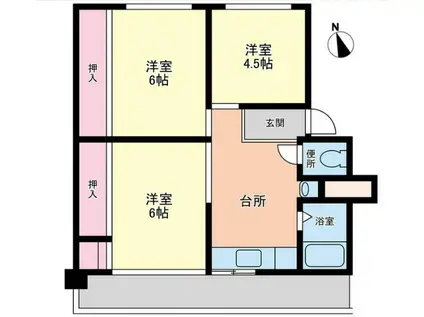 ヴィラナリー木太II2号棟(3K/4階)の間取り写真
