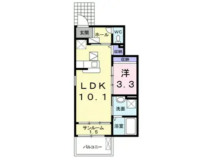 エスポワール小金井公園A(1LDK/1階)の間取り写真