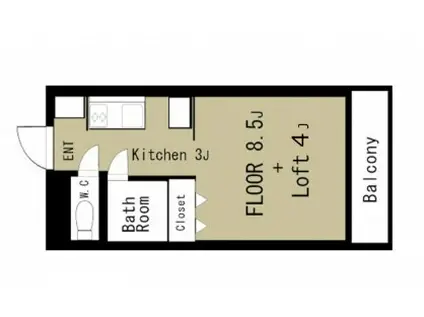 カーサセラミカ(1K/1階)の間取り写真