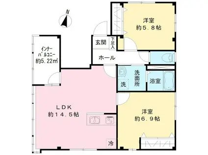 クレールメゾン白金台(2LDK/2階)の間取り写真