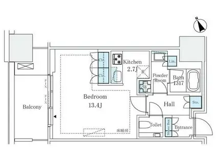 麻布台ヒルズレジデンス(ワンルーム/6階)の間取り写真