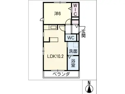 サングレイス(1LDK/2階)の間取り写真
