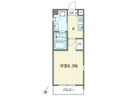 ES-DUR(1K/6階)の間取り写真