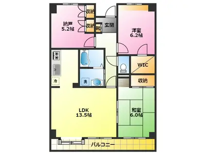 JR南武線 武蔵中原駅 徒歩13分 3階建 築28年(2SLDK/2階)の間取り写真