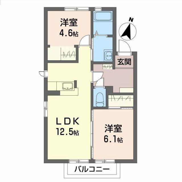 プレステージ IV(2LDK/2階)の間取り写真