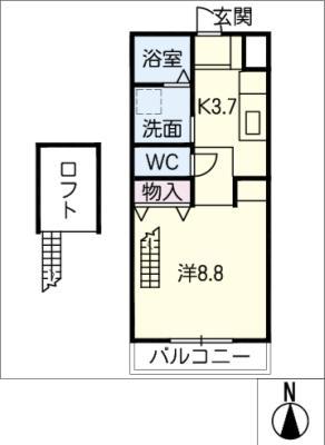 ながみねヒルズ(ワンルーム/1階)の間取り写真