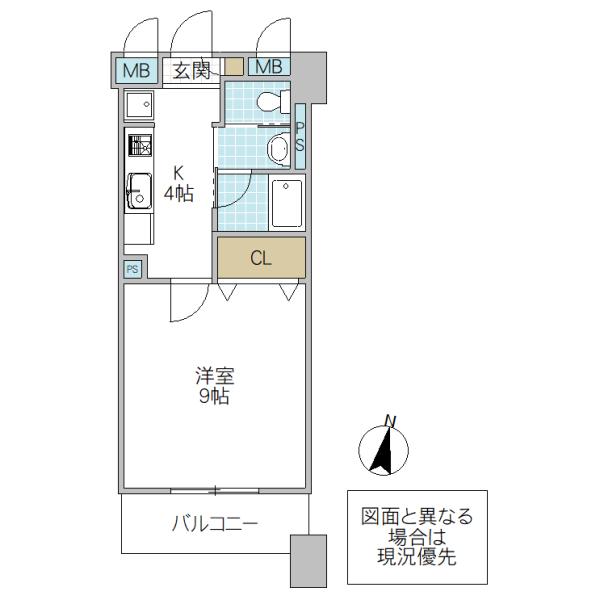 フォーライフネオ水戸(1K/9階)の間取り写真